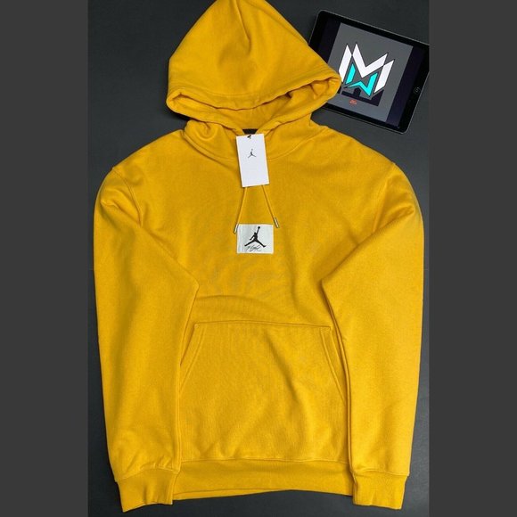 Nike Air Jordan Men's Statement Hoodie Yellow Flight Jumpman - Picture 2 of 7